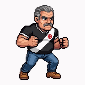 Seu José em combate, sprite em pixel art do Fuga do Maraca