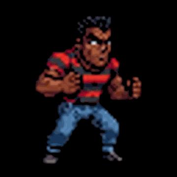 Tibúrcio em combate, sprite em pixel art do Fuga do Maraca